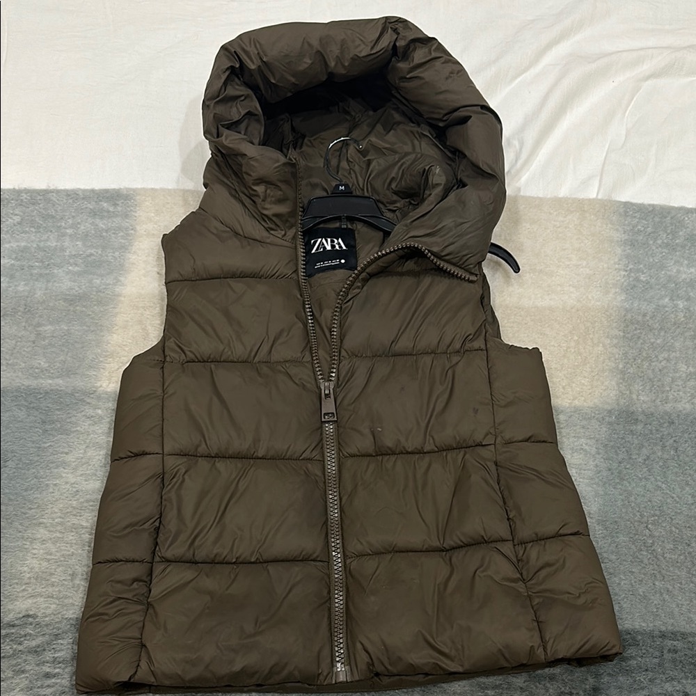 Zara Brown Puffer Vest